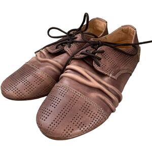 Bed Stu Rumba Distress Scrunched Boho Cap Toe Leather Oxfords - Women's Size 6.5